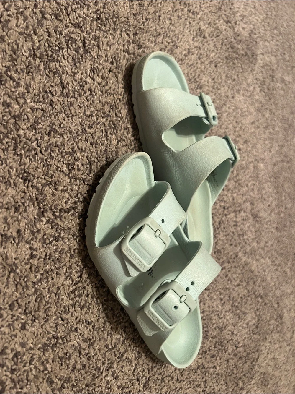 Birkenstock Kids Two-Strap Slide Sandals - Mint Green